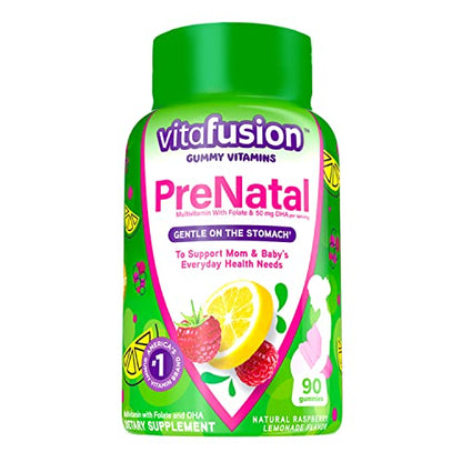 vitafusion PreNatal Gummy Vitamins, Raspberry Lemonade Flavored, Pregnancy Vitamins for Women