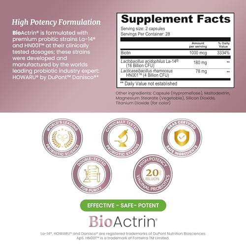 Bioactrin Vaginal Probiotics for Women - Formulated Bacterial Vaginosis Treatment, Yeast Infection