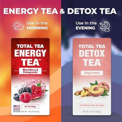 Total Tea SIimming Detox Tea Caffeine Free - 25 Day Detox Tea - Herbal SIim Tea with Chamomile