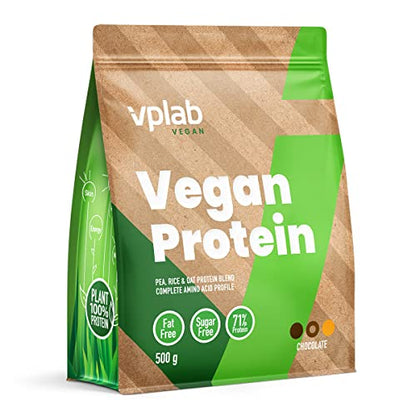 VPlab Vegan Protein Powder 500g - 16 Servings, 100% Plant Based and Natural Vegan Protein Shake