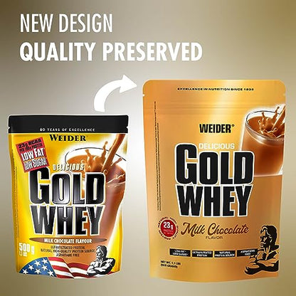 Weider Gold Whey (500g) Milk Chocolate Flavour. Ultrafiltrated Proteins from 100% Whey Protein