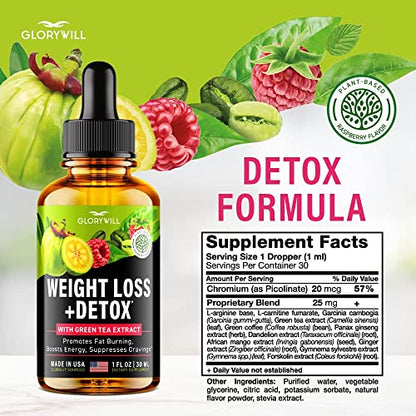 Weight Loss Drops Natural Detox Made in USA - Diet Drops for Fat Loss - Effective Appetite