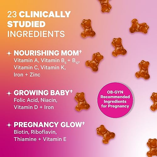 Pink Stork Total Prenatal Vitamin Gummies for Women with Folic Acid, Vitamin D, and Vitamin B6