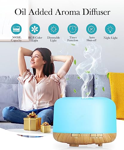 Aegci Aromatherapy Diffusers,300ml Air Humidifier with 7 Colors Light,Adjustable Brightness