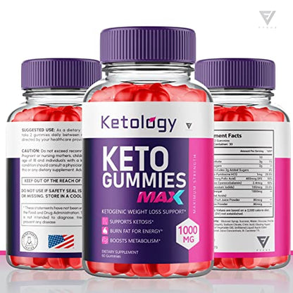 (2 Pack) Ketology Keto ACV Gummies Advanced Weight Loss Ketosis Supplement