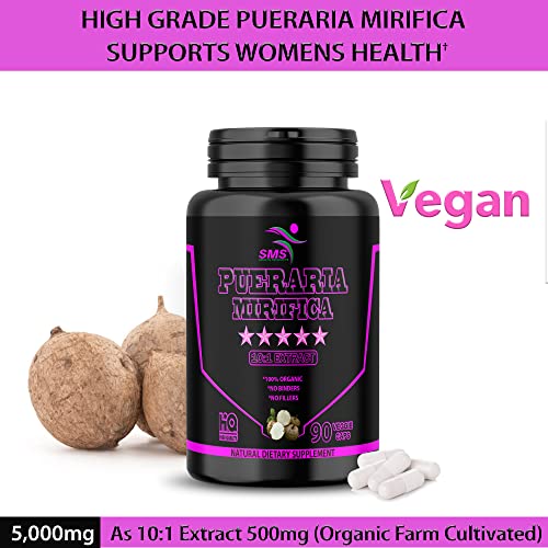 90 Caps Pueraria Mirifica 1000mg Pills - (10:1 Extract Equivalent to 10000mg) High Potency