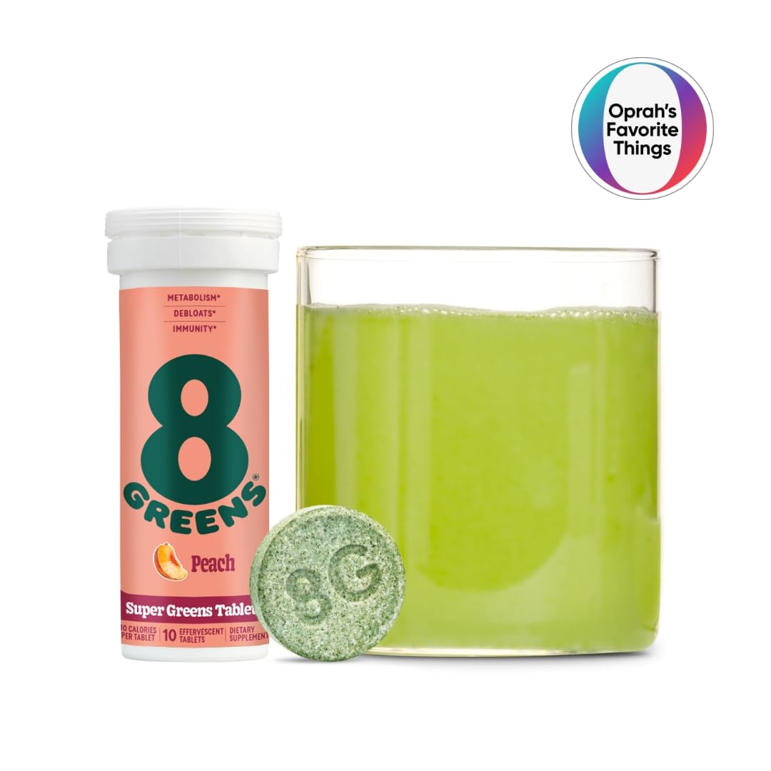 8Greens Daily Greens Effervescent Tablets - Superfood Booster, Energy & Immune Support