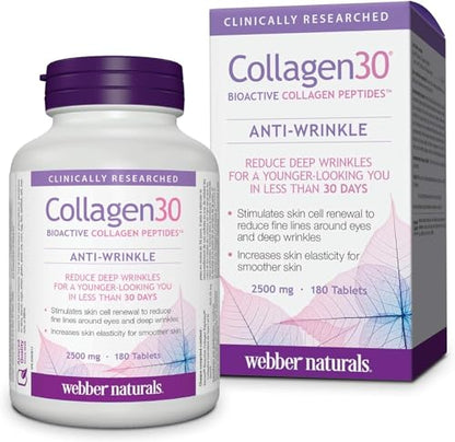 Webber Naturals Collagen30® Bioactive Collagen Peptides 2500 mg 180 Tablets