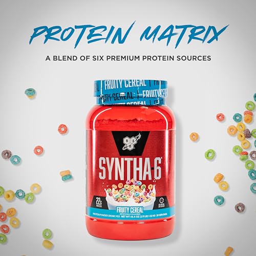 BSN SYNTHA-6 Whey Protein Powder with Micellar Casein, Milk Isolate, Fruity Cereal