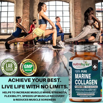 High Strength Marine Collagen Capsules - 1250mg Hydrolysed Collagen Supplement