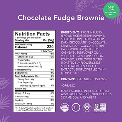 ALOHA Organic Plant-Based Protein Bars | Chocolate Fudge Brownie | Vegan, Gluten-Free