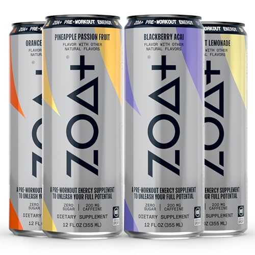 ZOA+ Pre-Workout Sugar Free Energy Drink, Orange Grapefruit - NSF Certified for Sport