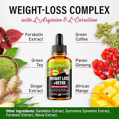 Glory Will Inc Weight Loss Drops Natural Detox Made in USA - Diet Drops for Fat Loss