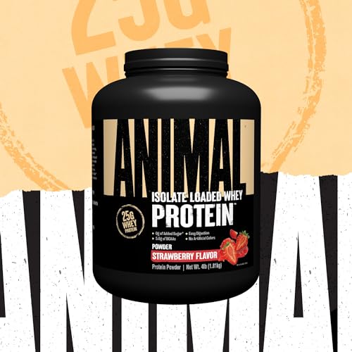 Animal Whey Isolate Whey Protein Powder, Strawberry, 4 Pound, 64 oz