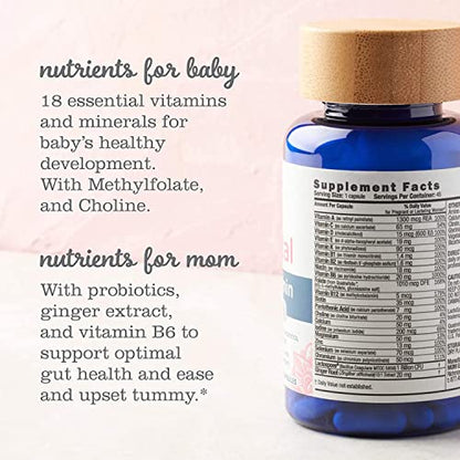 Mommy's Bliss Prenatal Multivitamin + Probiotic for Women w/ Folic Acid, Supports Baby