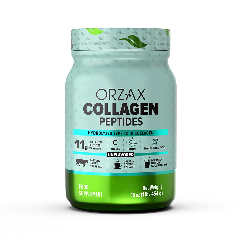 ORZAX Collagen Peptides Powder Unflavored - Hair, Skin and Nails Vitamins - Bone