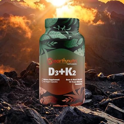 EarthNutri D3 + K2 Bone & Heart Health - 72 Trace Minerals, Vitamin D3 Vitashine, MENA