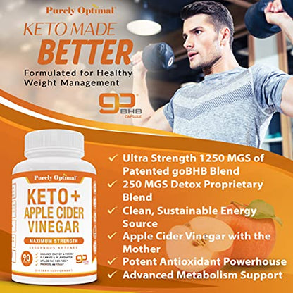 Purely Optimal Keto BHB + Apple Cider Vinegar Capsules with The Mother - Keto Diet