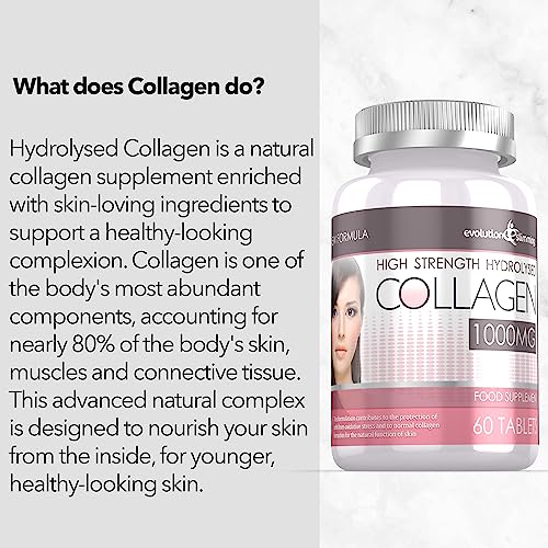 Hydrolysed Collagen High Strength 1,000mg for Hair, Skin & Nails, 60 Tablets, Evolution Slimming