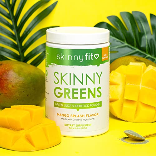 SkinnyFit Mango Splash Skinny Greens, Green Juice Superfood Powder, Natural Energy