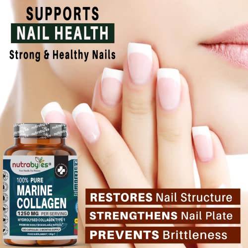 High Strength Marine Collagen Capsules - 1250mg Hydrolysed Collagen Supplement