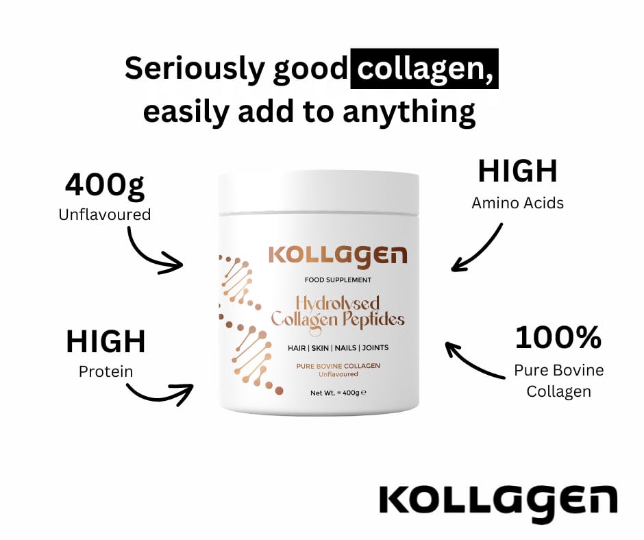 100% Pure Collagen Peptides Powder 400g Kollagen: Hydrolysed Bovine Collagen Peptides (Type 1)