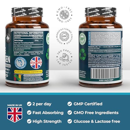 High Strength Marine Collagen Capsules - 1250mg Hydrolysed Collagen Supplement