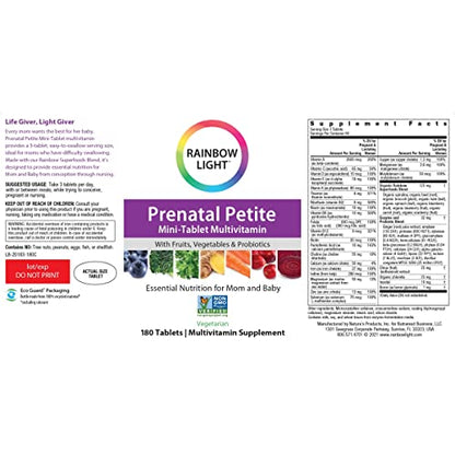 Rainbow Light Prenatal Petite Mini-Tab Multivitamin Plus Superfoods & Probiotics - Organic Daily