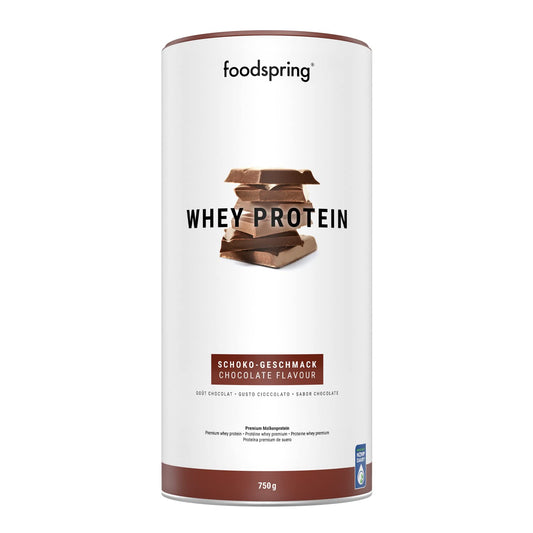 foodspring Whey Protein Powder Chocolate – with 22g Protein for Muscle Building, Perfect Solubility