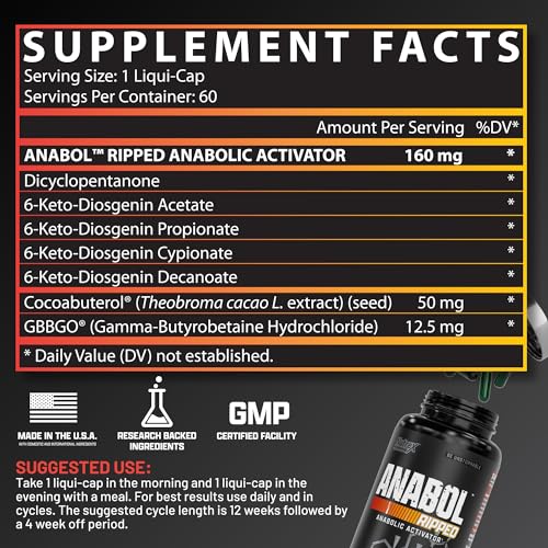 Nutrex Research Anabol Ripped Anabolic Muscle Builder for Men, 2-in-1 Muscle Builder