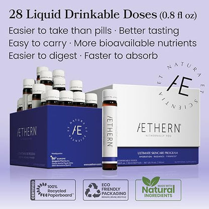 Collagen Drink + Hyaluronic Acid. Liquid Skincare Supplement. 12 High-Grade Natural Ingredients