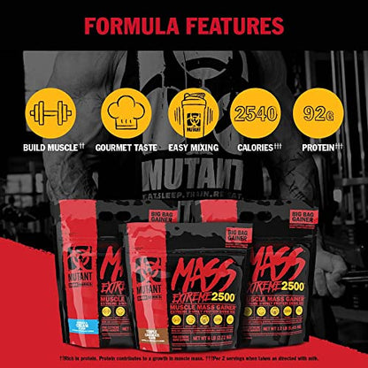 Mutant Mass Extreme Gainer Whey Protein Powder, Build Muscle Size & Strength with High-Density Clean Calories