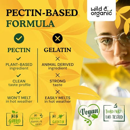 Wild & Organic Mullein Gummies - Daily Dietary Supplement for Respiratory, Digestive