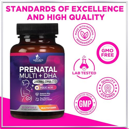 Women's Prenatal Multivitamin with Folic Acid & DHA, Prenatal Vitamins w/ Folate, Omega 3