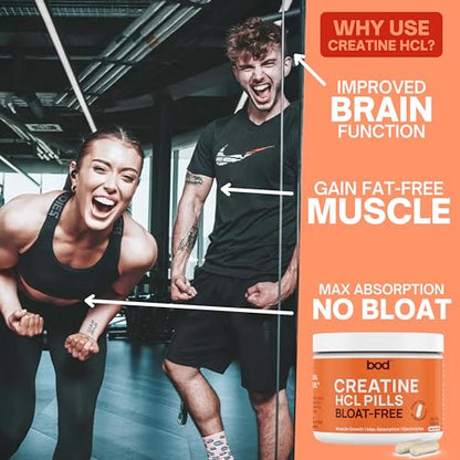 Creatine HCL Pills - Muscle Growth, Endurance, No Bloat, No Load, Not Flavored