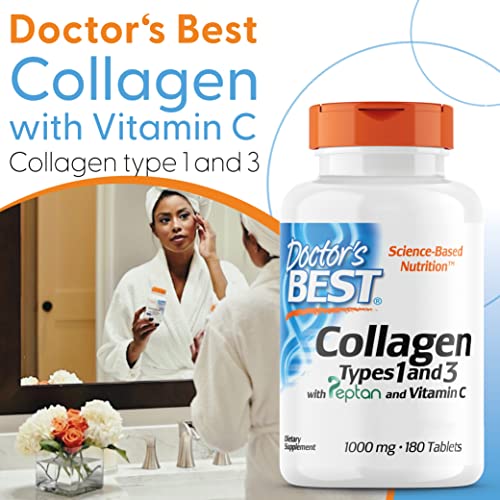 Doctor's Best, Collagen Types 1 and 3, Peptane & Vitamin C, 1,000mg, 180 Tablets