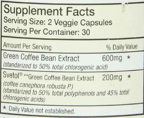 Absolute Nutrition Diet Supplement, Green Coffee Bean Extract with Svetol, 60 Count