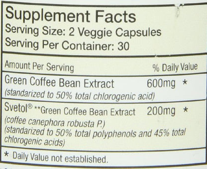 Absolute Nutrition Diet Supplement, Green Coffee Bean Extract with Svetol, 60 Count