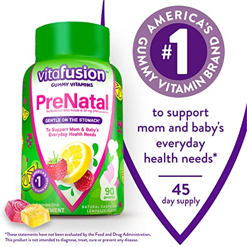 vitafusion PreNatal Gummy Vitamins, Raspberry Lemonade Flavored, Pregnancy Vitamins for Women