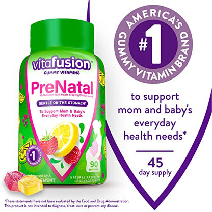 vitafusion PreNatal Gummy Vitamins, Raspberry Lemonade Flavored, Pregnancy Vitamins for Women