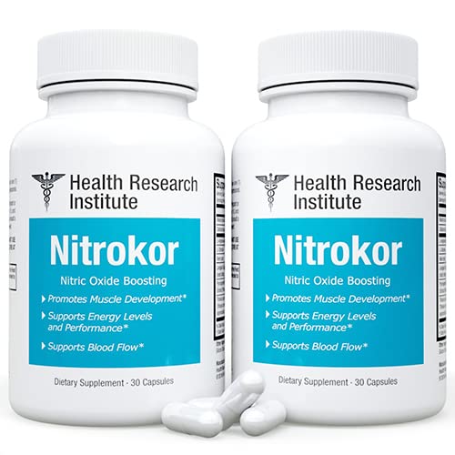 Nitrokor - Nitric Oxide Boosting - New Improved Formula - 2 Bottles 60 Capsules