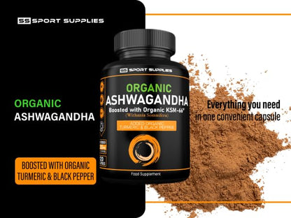 Organic Ashwagandha Capsules 1200mg Boosted with 100mg of Organic KSM-66