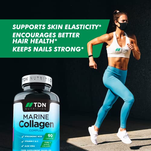 Marine Collagen Capsules 1400mg with Hyaluronic Acid, High Strength Collagen Supplement