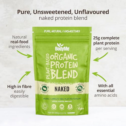 BodyMe Organic Vegan Protein Powder Blend, Naked Natural - Unsweetened, Low Carb