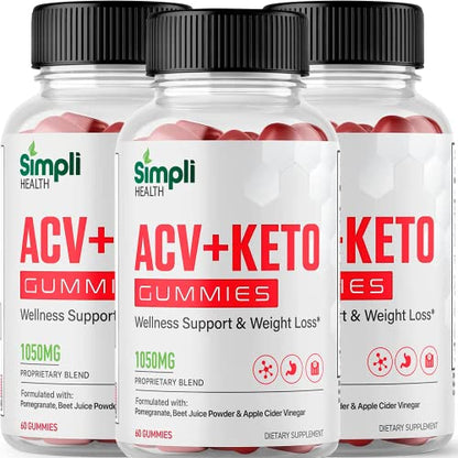 Nutrocell Simpli Health ACV Ketos Gummies Keto Apple Cider Vinegar 1050mg