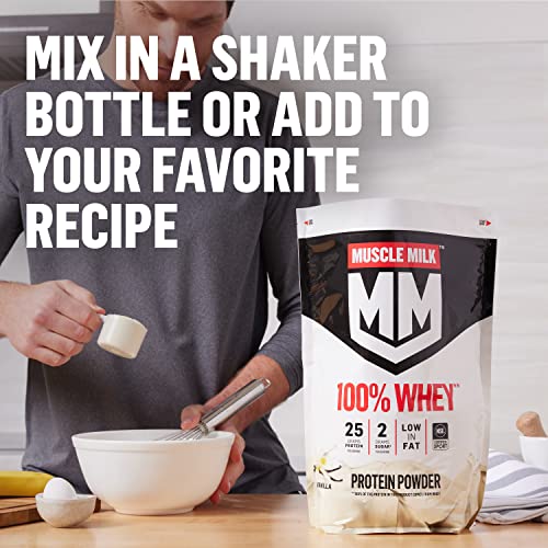 Muscle Milk 100% Whey Protein Powder, Chocolate, 5 Pound, 66 Servings, 25g Protein