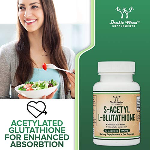 S-Acetyl L-Glutathione Capsules - 100mg, Manufactured and Tested in The USA, 60 Count