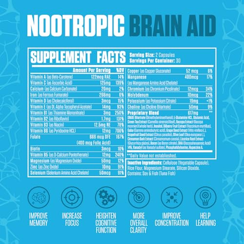 Nootropic Brain Aid | #1 Rated Focus & Memory Supplement | Improve Concentration