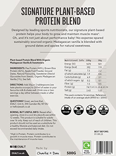 EXALT Vegan Protein Powder - 100% Plant-Based – Gluten Free - Keto Friendly